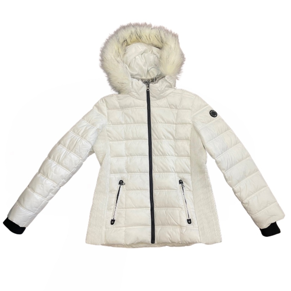 Women’s Nautica White Winter Jacket with Detachable Hood – Size L